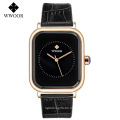 WWOOR 8873 Women Luxury Brand Leather Watch Fashion Square Quartz Ladies Wristwatches Cheap Watches Hand Clock